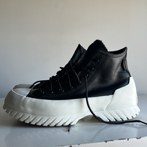 Converse Chuck Taylor All Star Lugged Mid Sneaker Boot Black & White Men Sz 10 - Picture 8 of 13